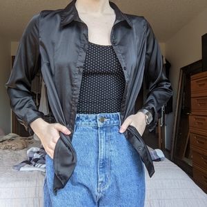 Silky black John Galt button up long sleeve